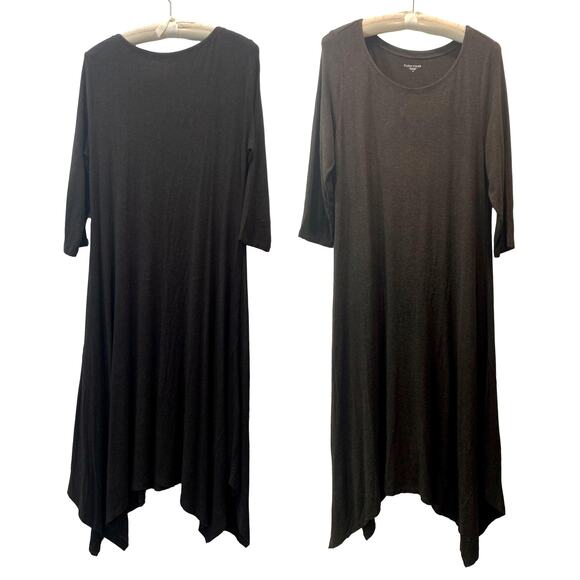 Eileen Fisher SOFT Midi Dress Scarf Hem Heathered Brown Jersey | M - Picture 3 of 9